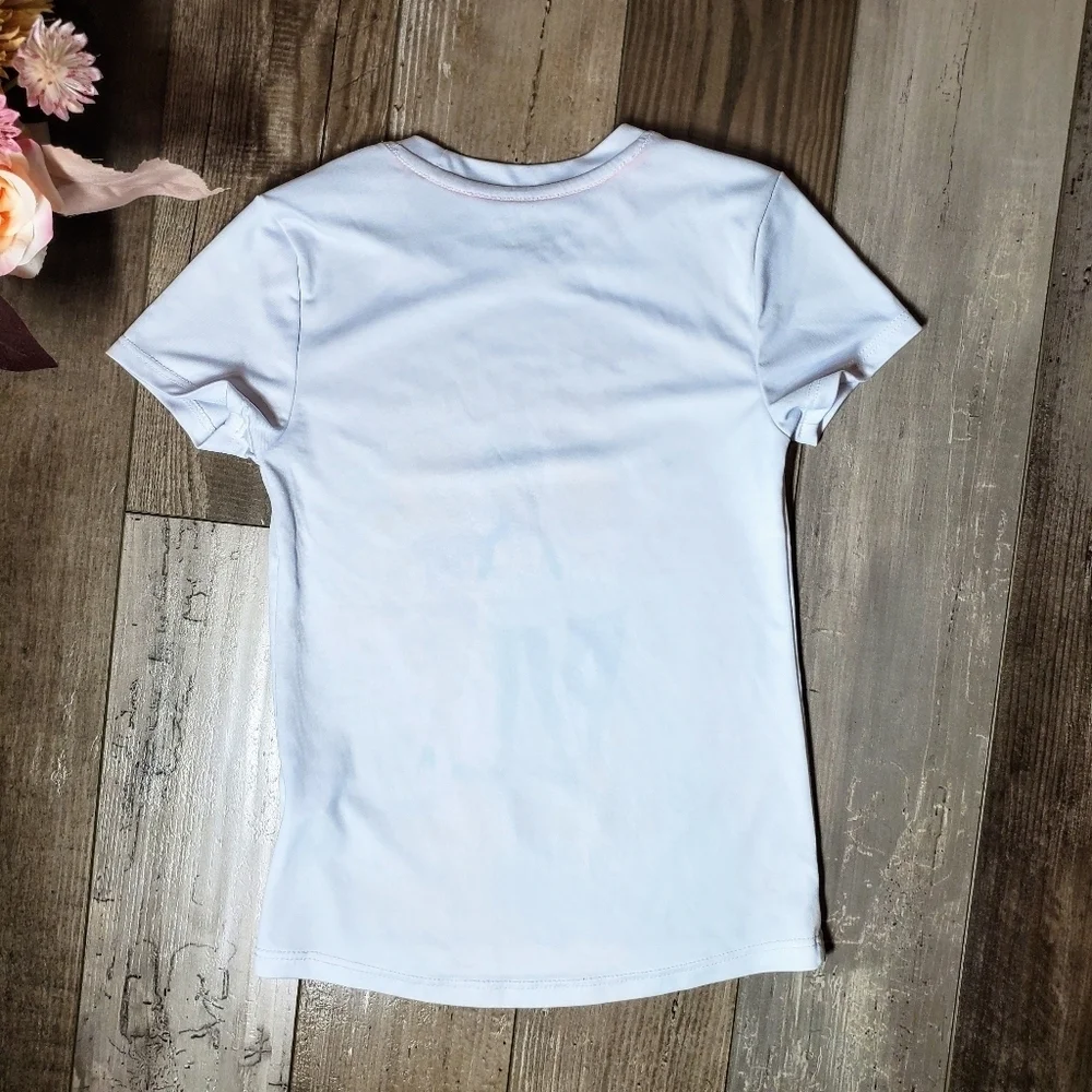 bcg girls size xs 6-6x white and gold shimmery t-shirt nwot